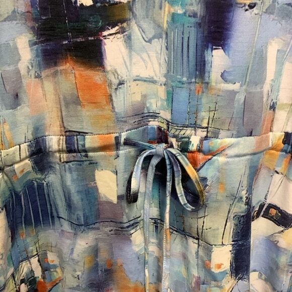 Coco Y Club Blue Artsy Abstract Print Sleeveless Scoop-Neck Coverup Dress Size S - Picture 6 of 10